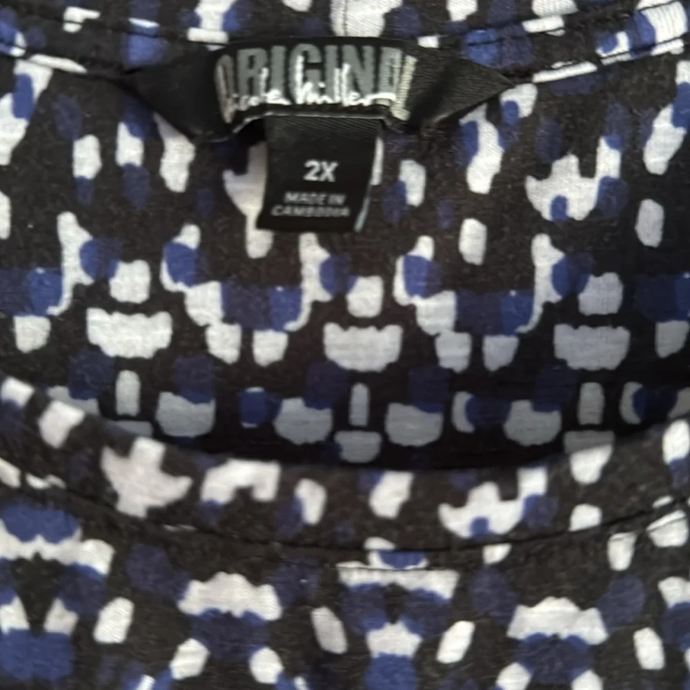 2X OriginalNicoleMiller Blue Black&White Dress 95%polyester 5%spandex Side ties - Picture 4 of 5